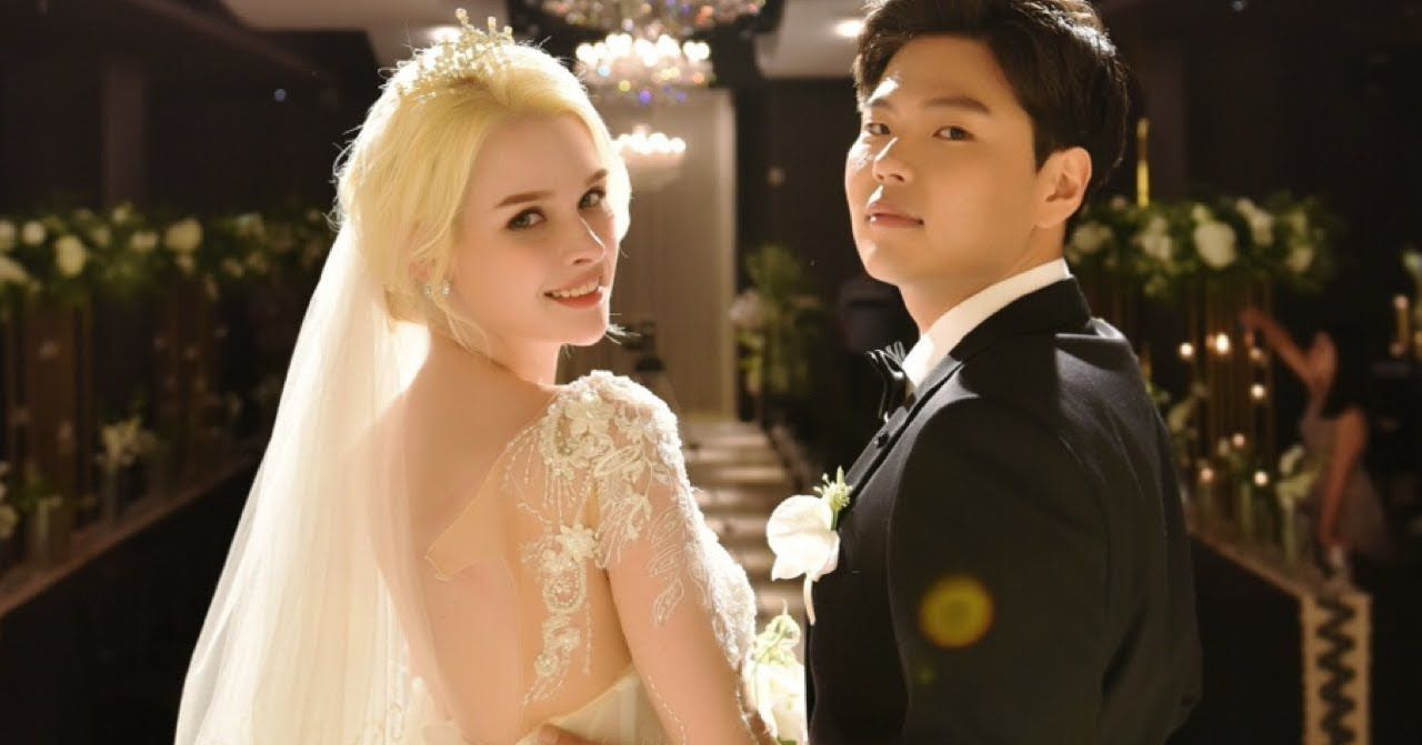 Bride and groom captured in a romantic wedding setting.