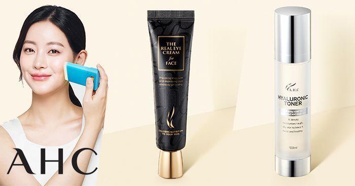 AHC skincare product lineup targeting hydration and anti-aging with quality ingredients.