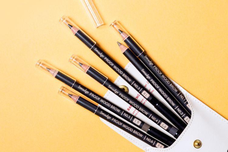 Collection of MISSHA Smudge Proof Brow Pencils, offering various shades for natural eyebrow enhancement.