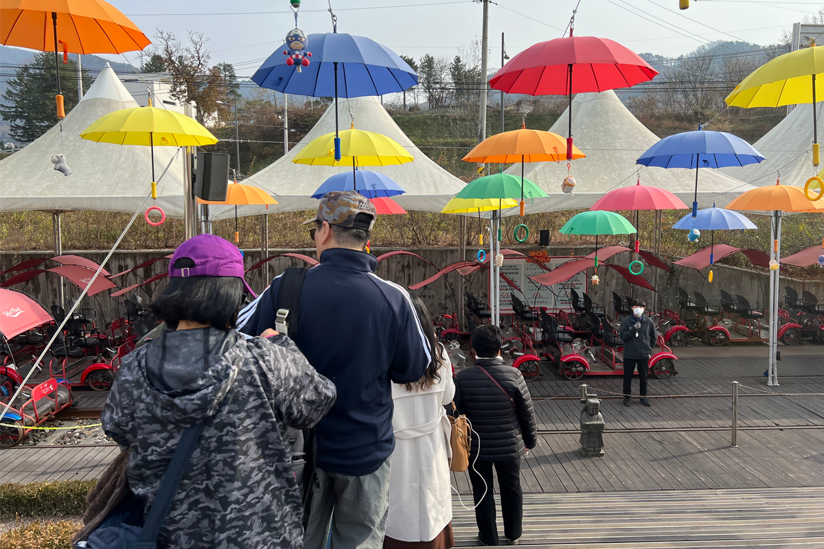 韓国地方旅行、韓国観光地、江原道、カンウォンド、春川、チュンチョン、江村レールバイク、金裕貞駅