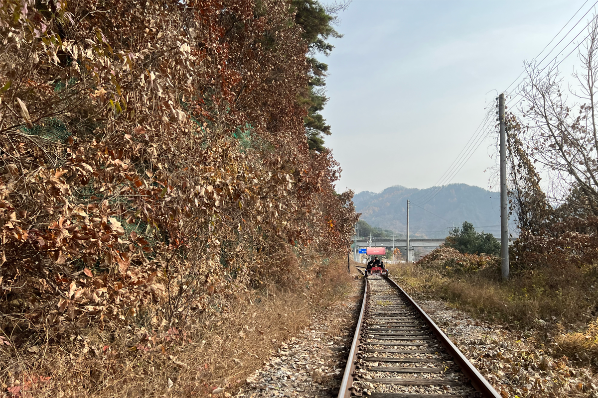 韓国地方旅行、韓国観光地、江原道、カンウォンド、春川、チュンチョン、江村レールバイク、金裕貞駅