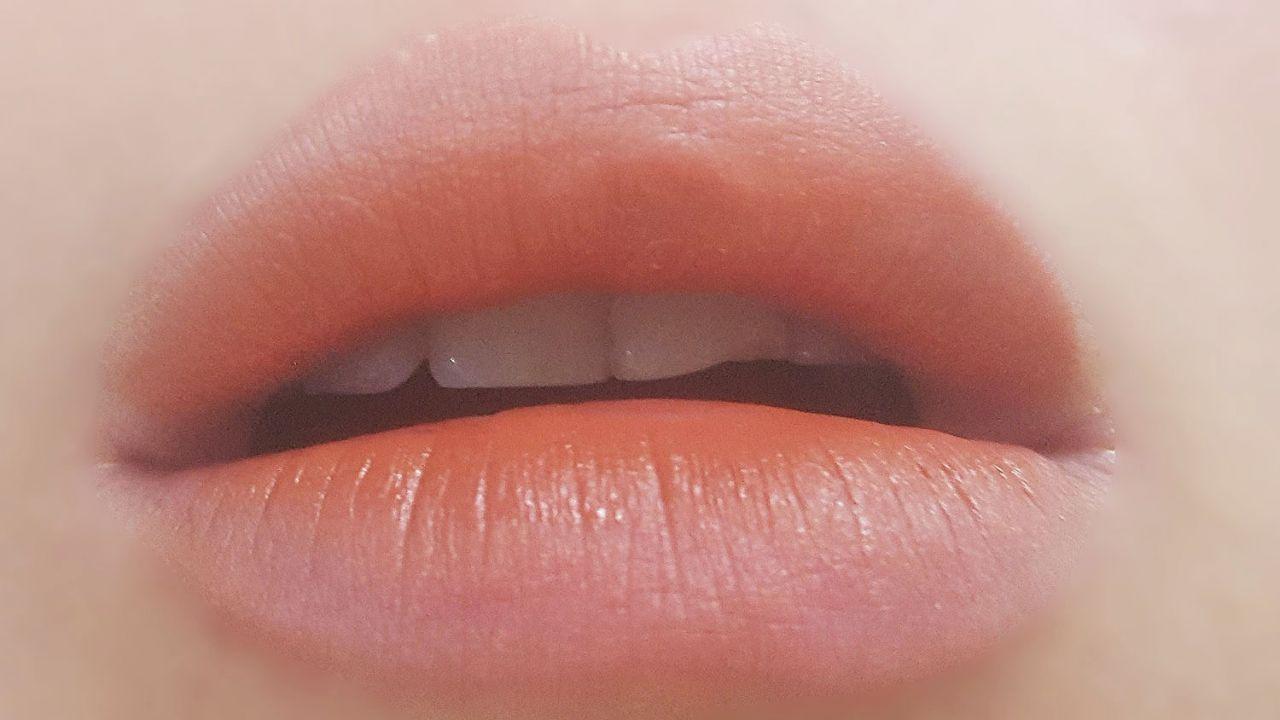 Shade #116 INKED HEART applied on lips in a subtle gradient effect for makeup versatility.