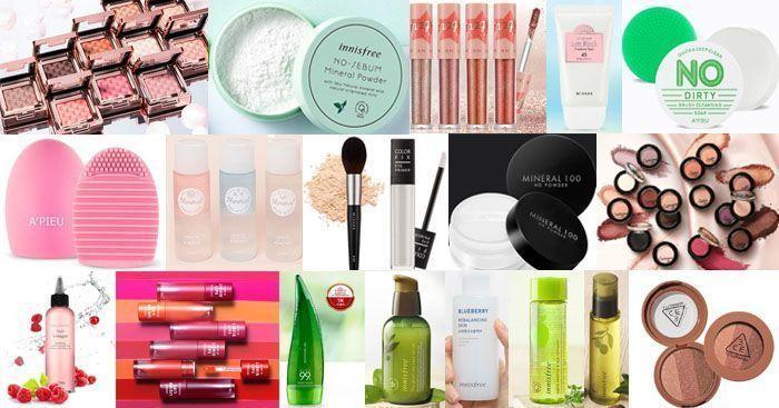 Extensive array of Korean beauty products, featuring cosmetics from various brands, emphasizing the diversity and quality in skincare.