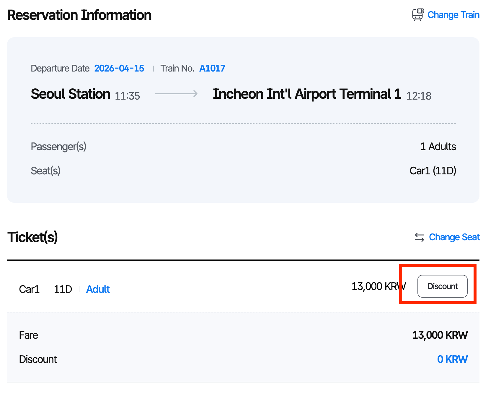 How to apply discount on the AREX express train ticket site