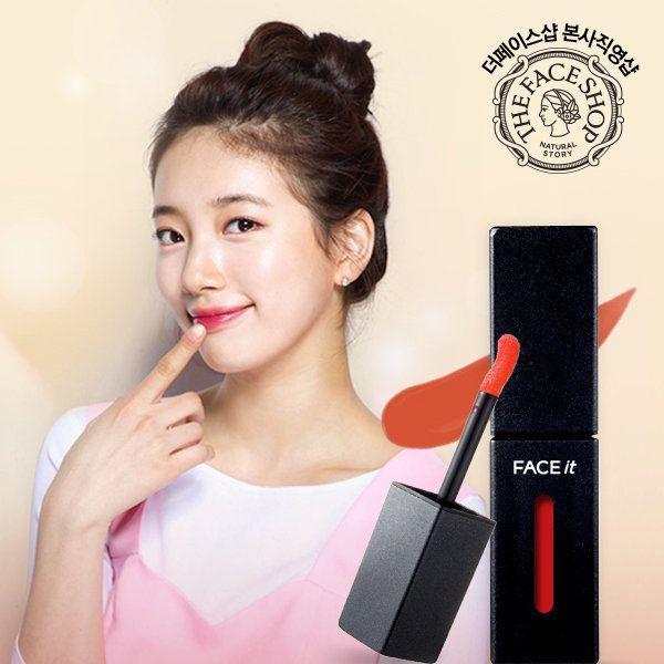 The Face Shop Artist Finger Glow lip product in OR201 shade with promotional The Face Shop logo
