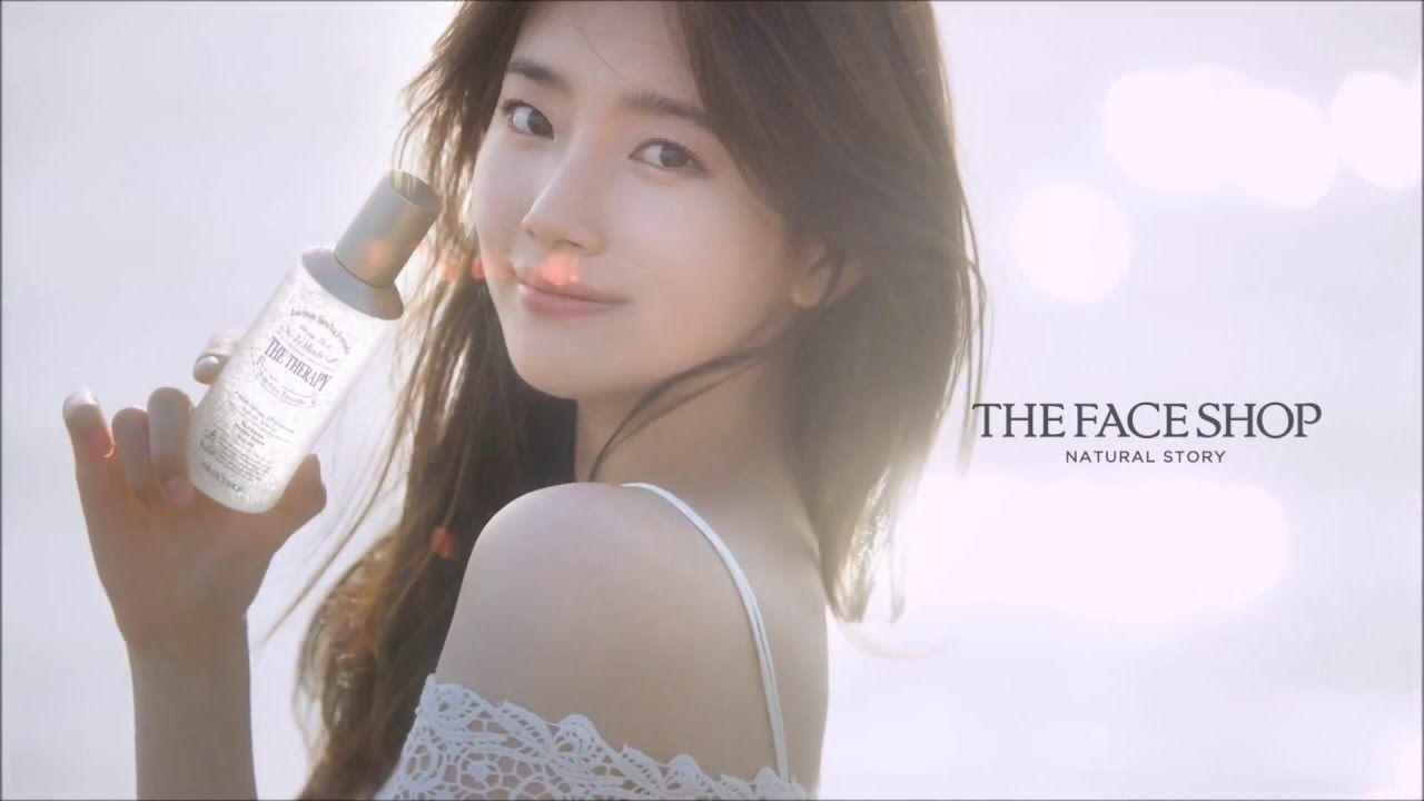 Promotion for The Face Shop products with a blurred individual holding The Therapy First Serum