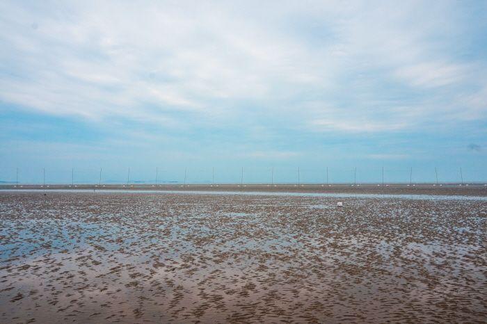 Passengers waiting for their ferry back from Muido Island.