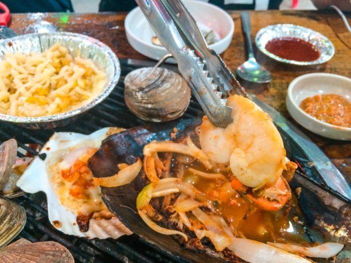 Scenic view of the evening sunset over the beach at Hanagae.