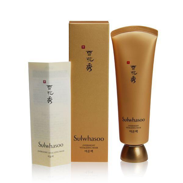 Sulwhasoo Overnight Vitalizing Mask with its packaging, emphasizing premium Korean skincare.