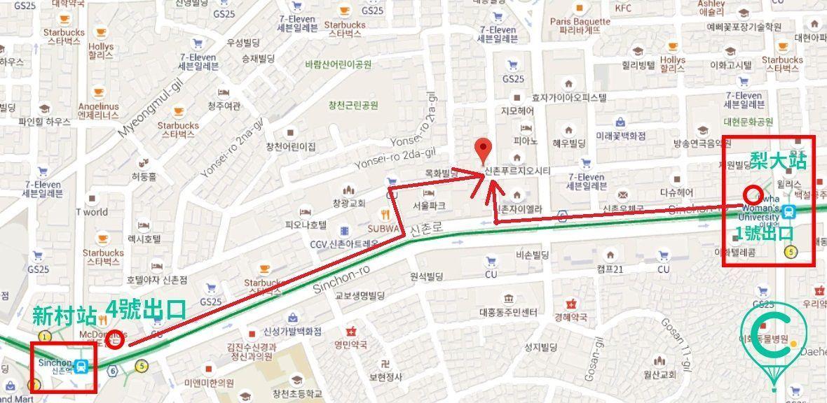 地图显示新村站及沿线的重要地标，方便旅游者找到正确路线。
