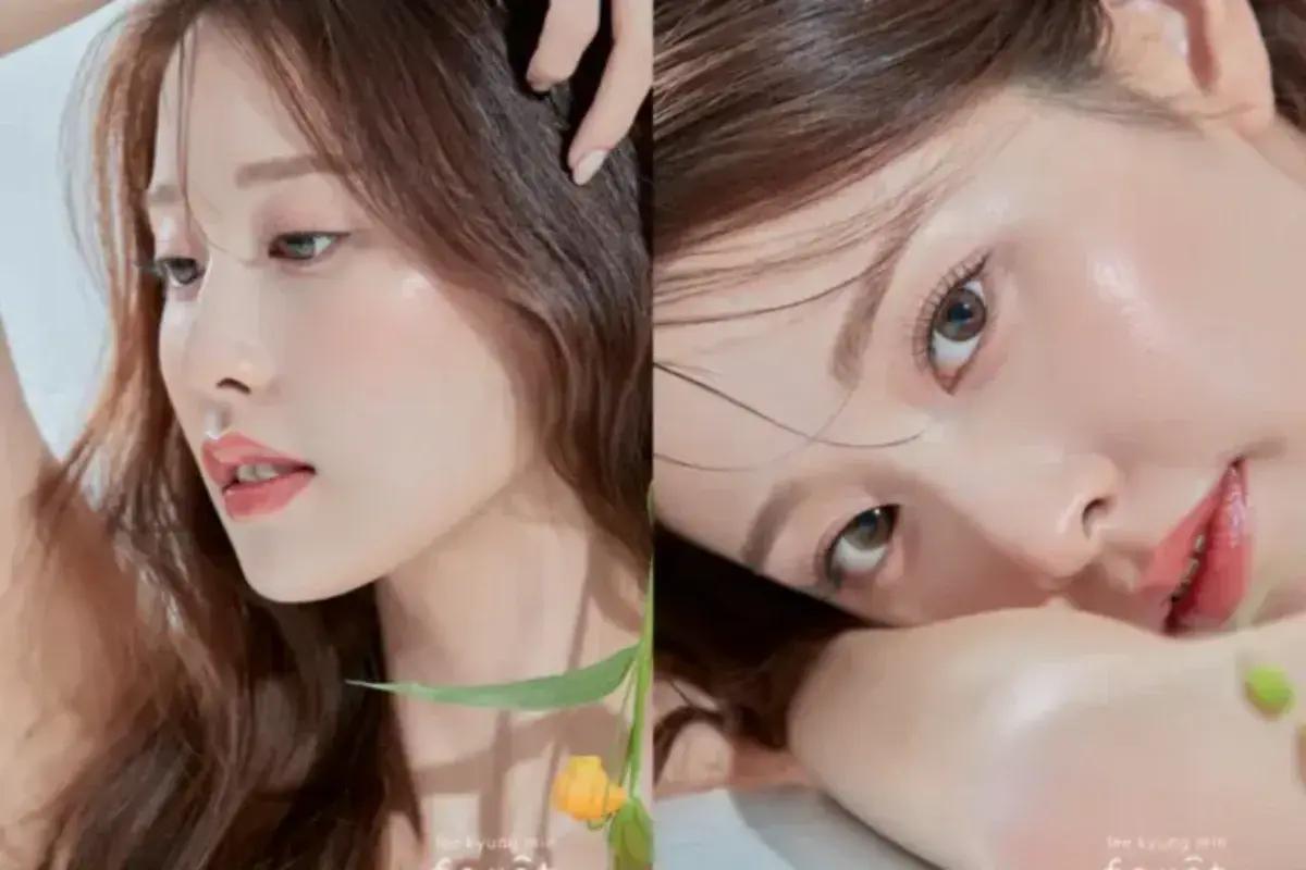 韓国風メイクをした女性モデルのビューティー写真