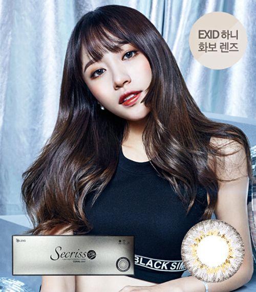 韓國 OLENS 隱形眼鏡產品 Secriss 3CON Coral Gray 介紹圖片，展示鏡片設計和顏色特徵