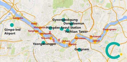 แผนที่สวนสาธารณะฮันกัง | เพลิดเพลินไปกับสวนสาธารณะฮันกังทั้ง 12 ที่แบบคนเกาหลี
