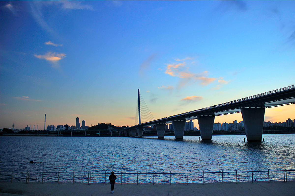 蘭芝漢江公園的景色 - 대만어로 '蘭芝漢江公園寫意的風景'라고 alt text를 생성해보세요.