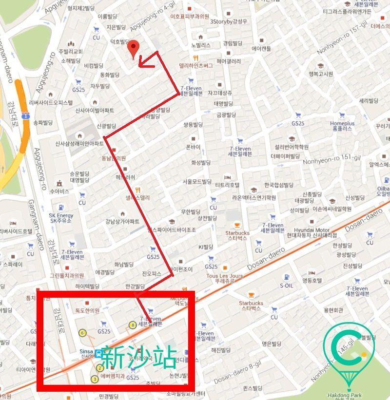 位於江南壓區的89Mansion地圖，韓國演員李鐘碩所經營的韓國必吃咖啡廳。