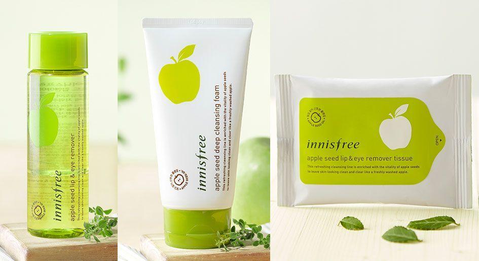 Innisfree苹果籽深层清洁产品，富含苹果籽油，适合深层清洁。