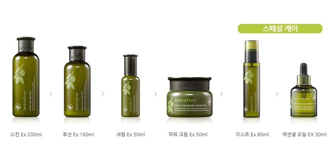 Innisfree橄榄真萃润泽系列产品，适合干性肌肤的秋冬季高保湿护理。