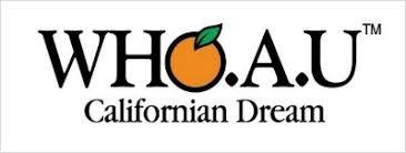WHO.A.U logo featuring signature orange emblem and tagline 'Californian Dream'.