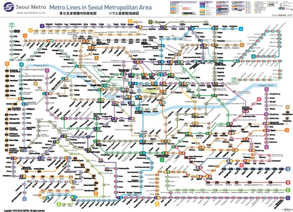 Карта метро в сеуле