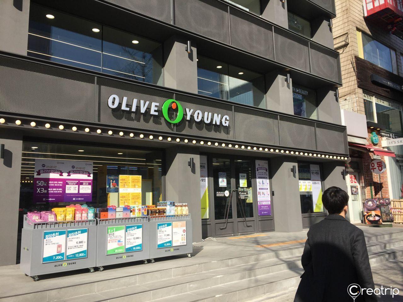 Entrance of Olive Young situated on Garosu-gil