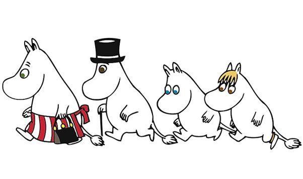 Illustration of Moomin characters walking, symbolizing the concept of '무민세대', a generation seeking meaninglessness to escape stress.