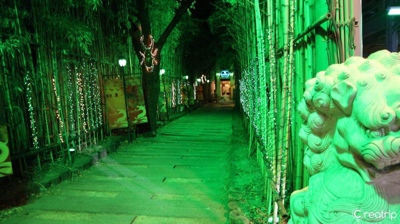 เส้นทางเดินในสวนไม้ไผ่ที่ Yongsan Dragon Hill Spa ที่ยงซาน โซล