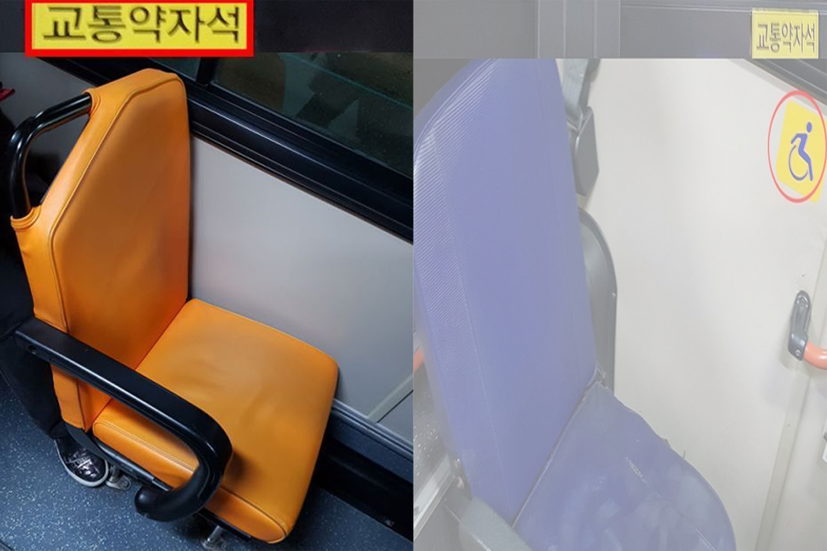 韓國公共交通工具內關愛座標誌，強調禮讓老弱病殘和孕婦的文化