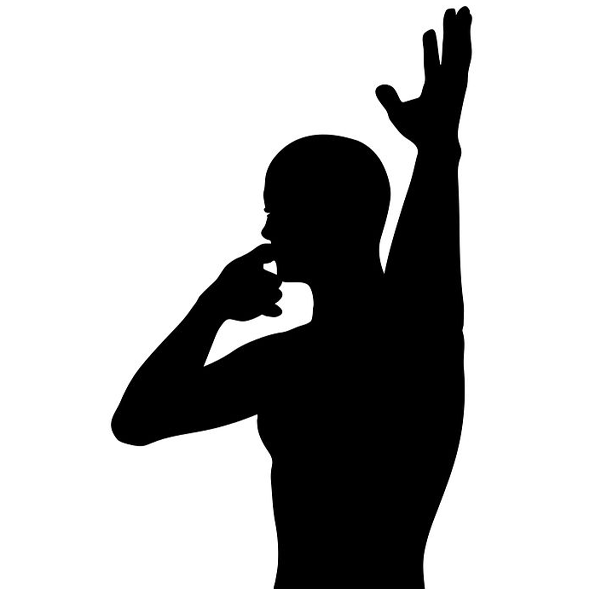 black silhouette of someone whistling