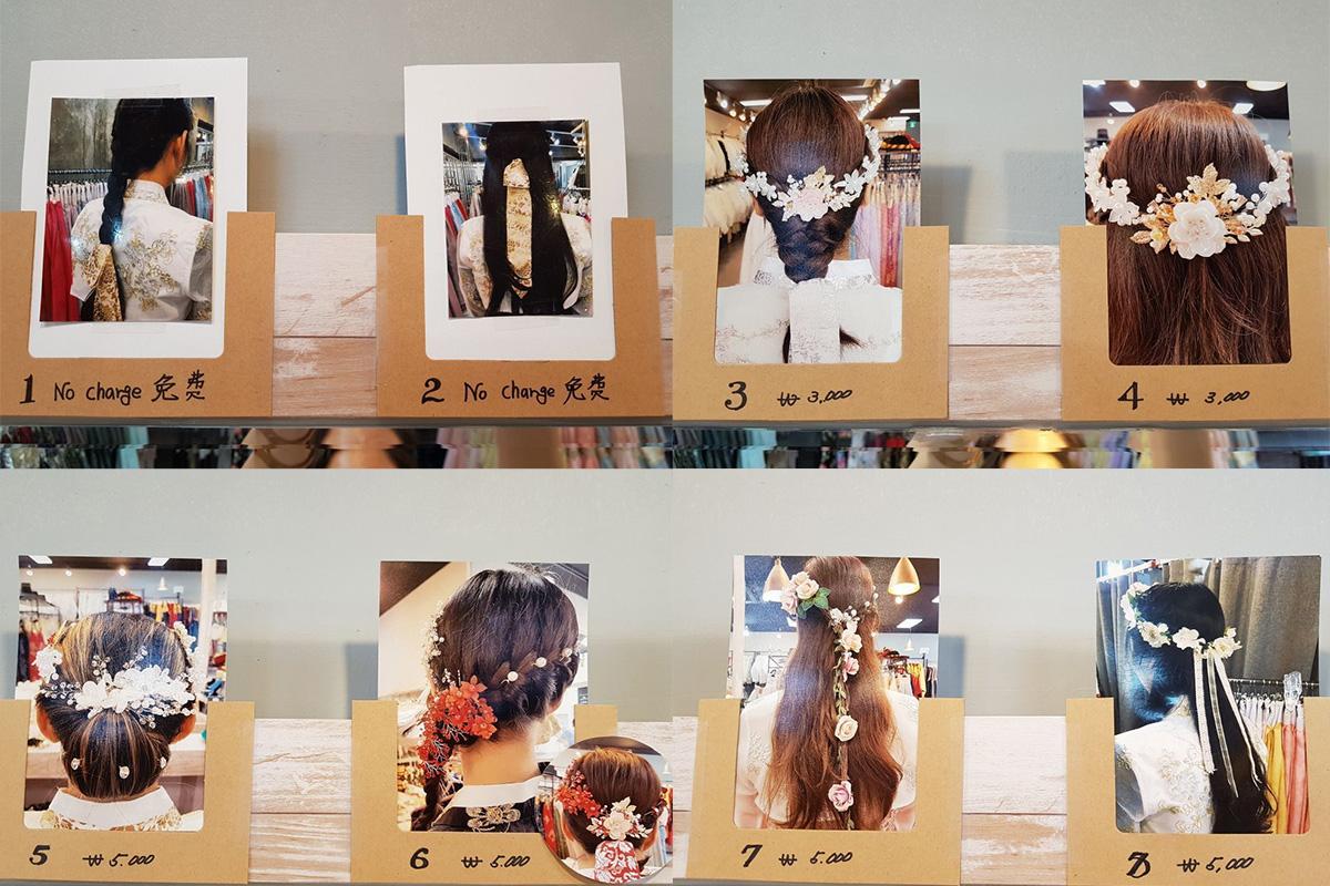 展示台上的豪華韓服頭飾,珍珠和水晶製成的細節,讓顧客在裝扮上更顯尊貴。