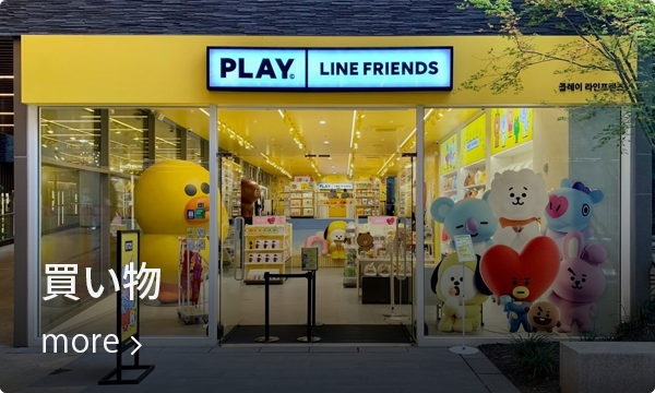 仁寺洞のLINE FRIENDS店舗外観の写真。韓国の人気キャラクターショップが並ぶショッピングエリアの一つとして紹介。