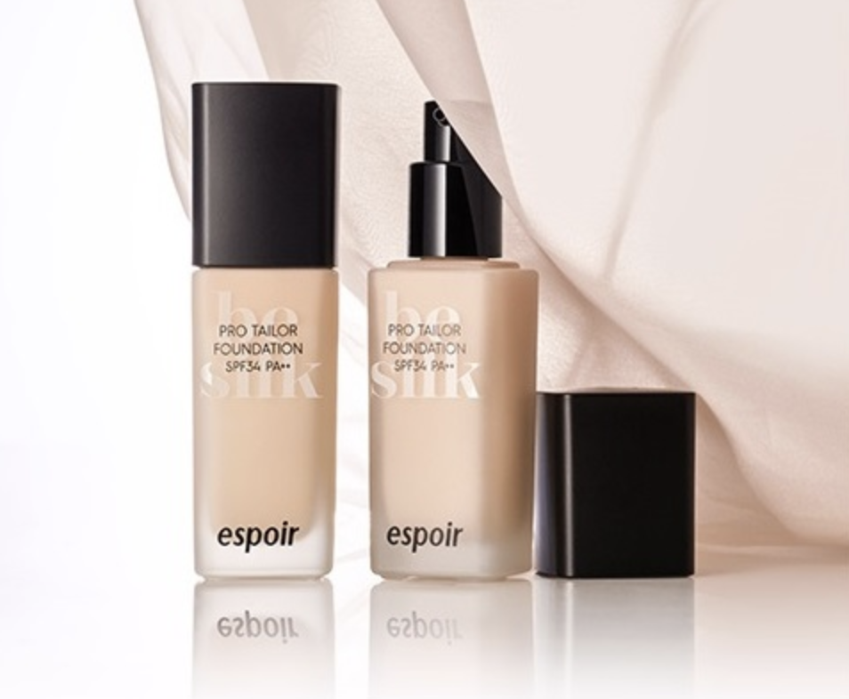 Тональная основа eSpoir Pro Tailor Be Silk в жидкой форме, популярная среди поклонников K-beauty для долгого и комфортного наносения.