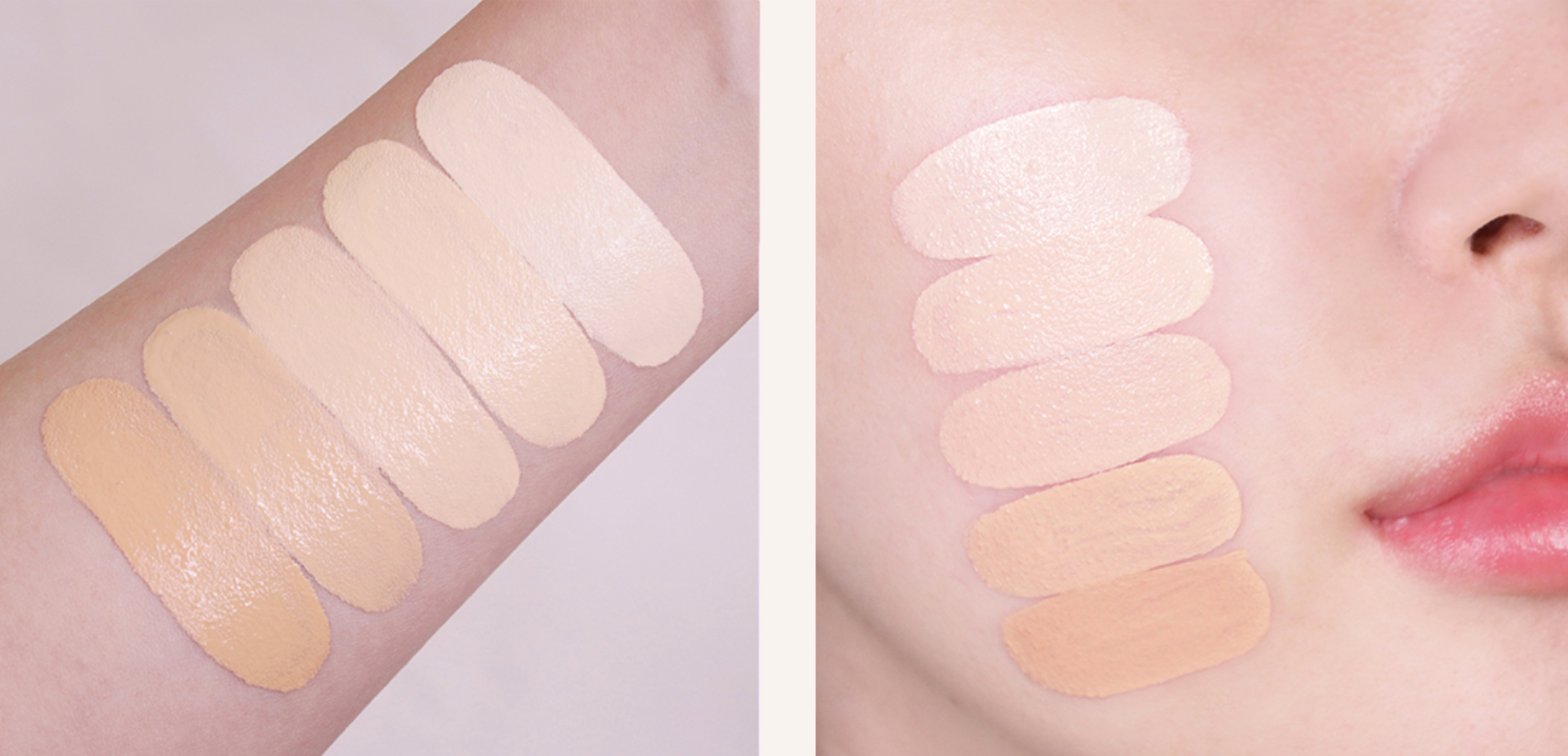 Оттенки кушона Pro Tailor Be Silk от eSpoir: Tan, Beige, Petal, Ivory, Vanilla.