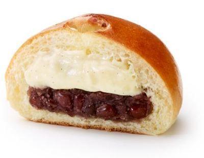 Paris Baguette Red Bean and Cream Bread - Soft bun filled with sweet red bean paste and creamy filling.