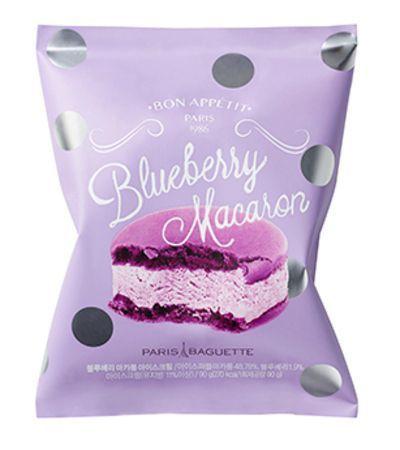 Paris Baguette Blueberry Macaron Ice Cream - A delicious fusion of sweet blueberry macaron and creamy ice cream.