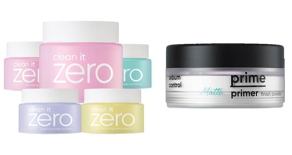 Produits populaires de Banila Co., incluant le baume nettoyant 'Clean It Zero' et les primes primer.