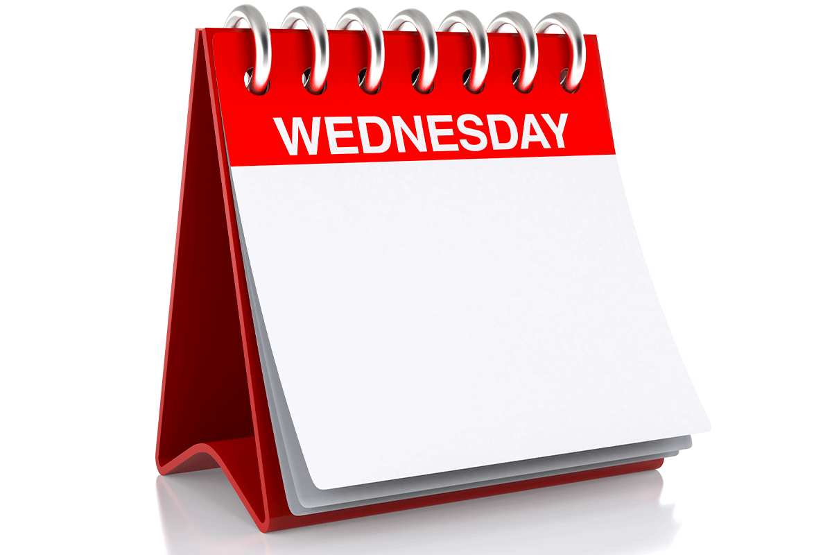 Wednesday calendar page, signifying the midweek scheduling of South Korean elections to maximize voter participation.