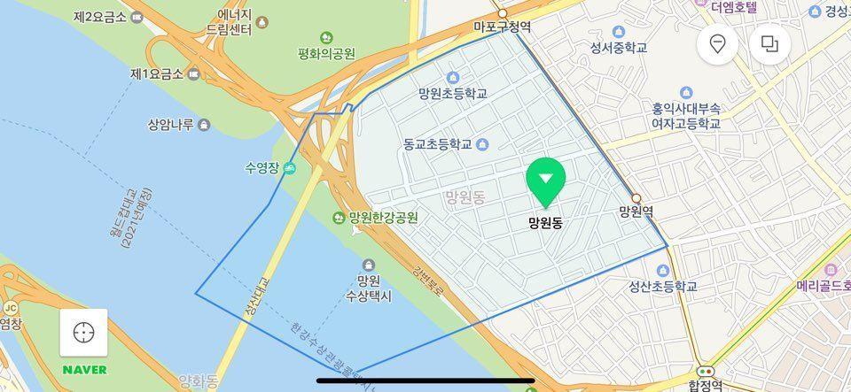 首爾麻浦區望遠洞地圖顯示望遠站及附近地區