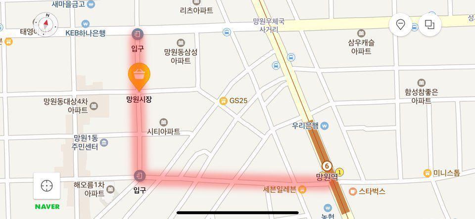 從望遠站步行至望遠市場的路線圖