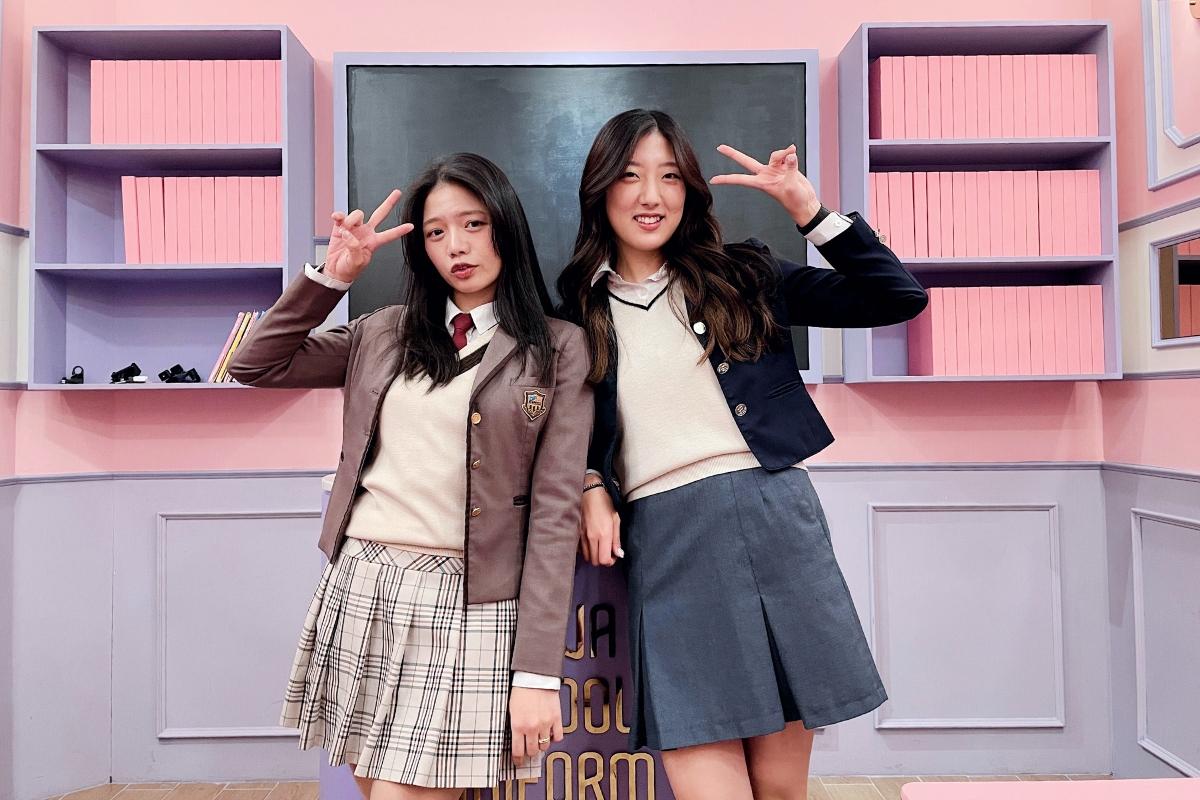 Dressing area designed for trying on outfits within Ehwa School Uniform, complete with stylish decor and ample mirror placement for a perfect fit.