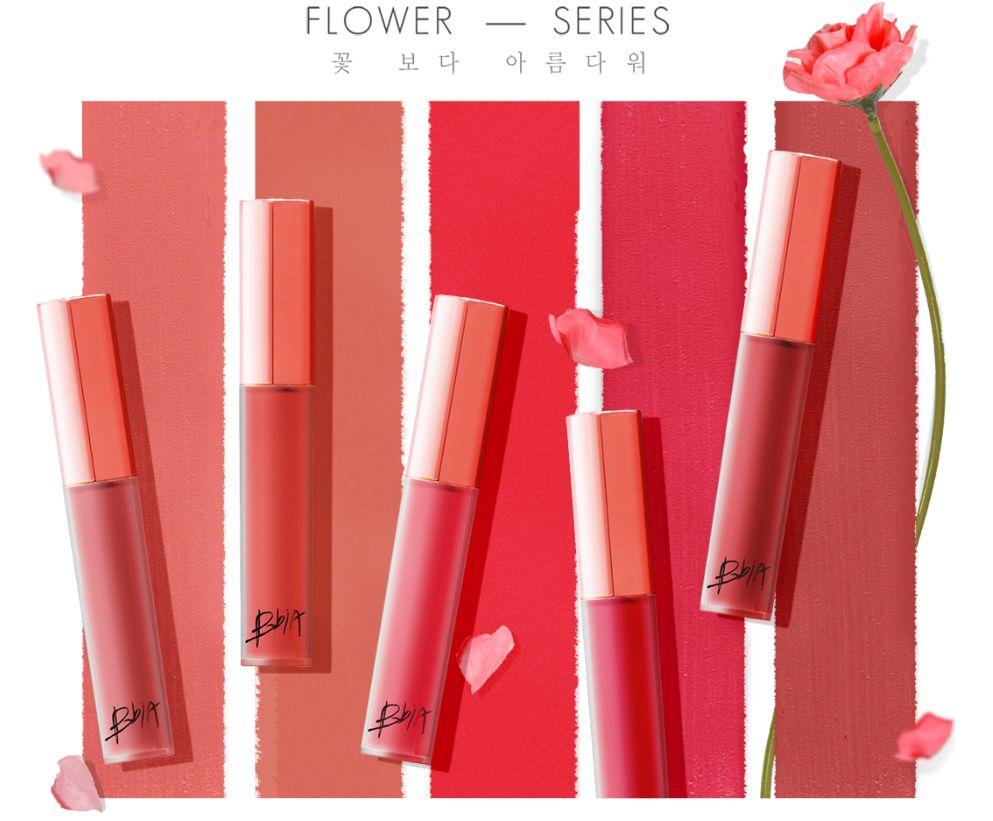BBIA 天鹅绒唇釉花卉系列，鲜明色泽，持久不脱色，为夏天妆容增添活力。