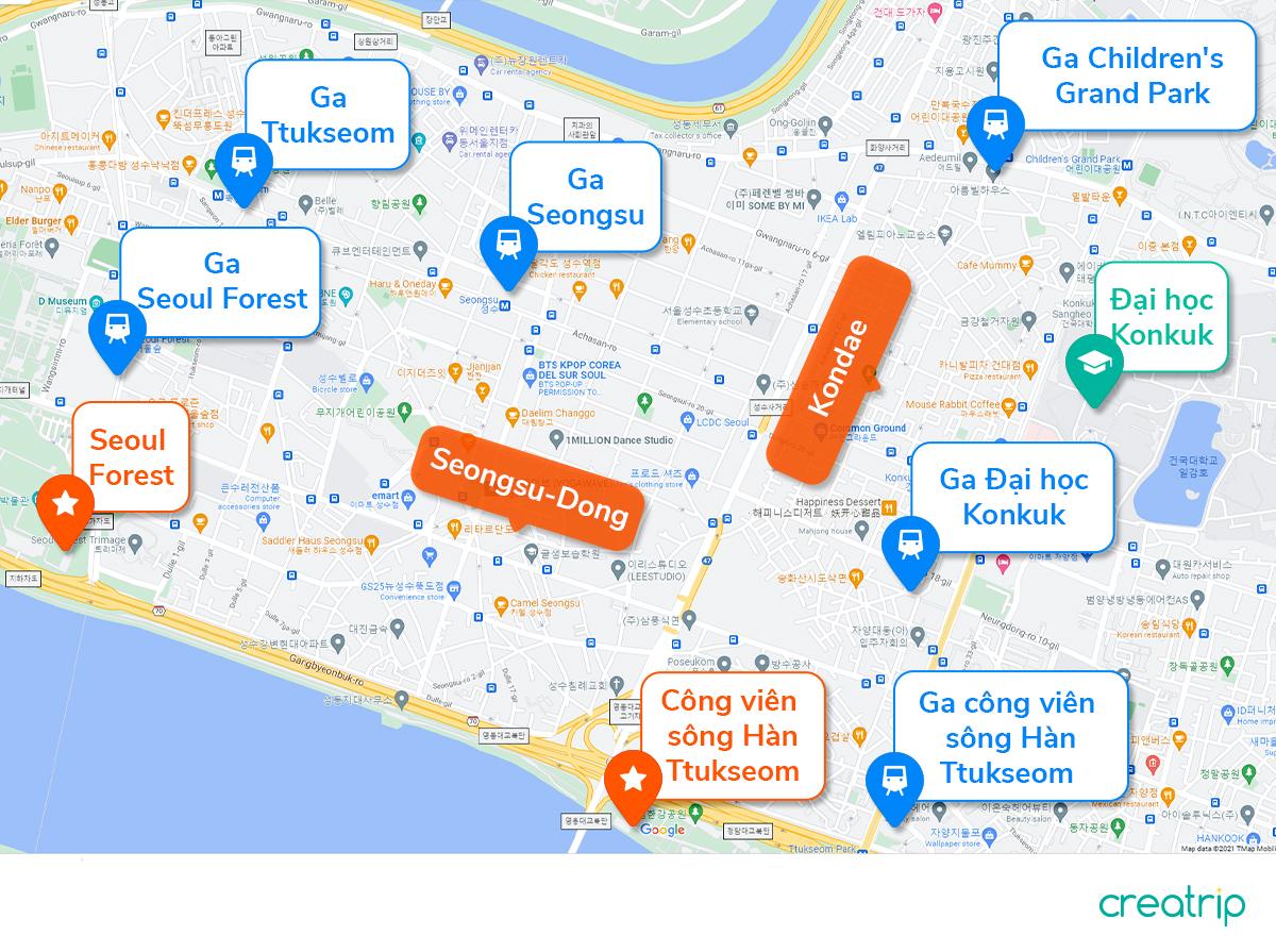VỊ TRÍ CỦA SEONGSUDONG & ĐẠI HỌC KONKUK