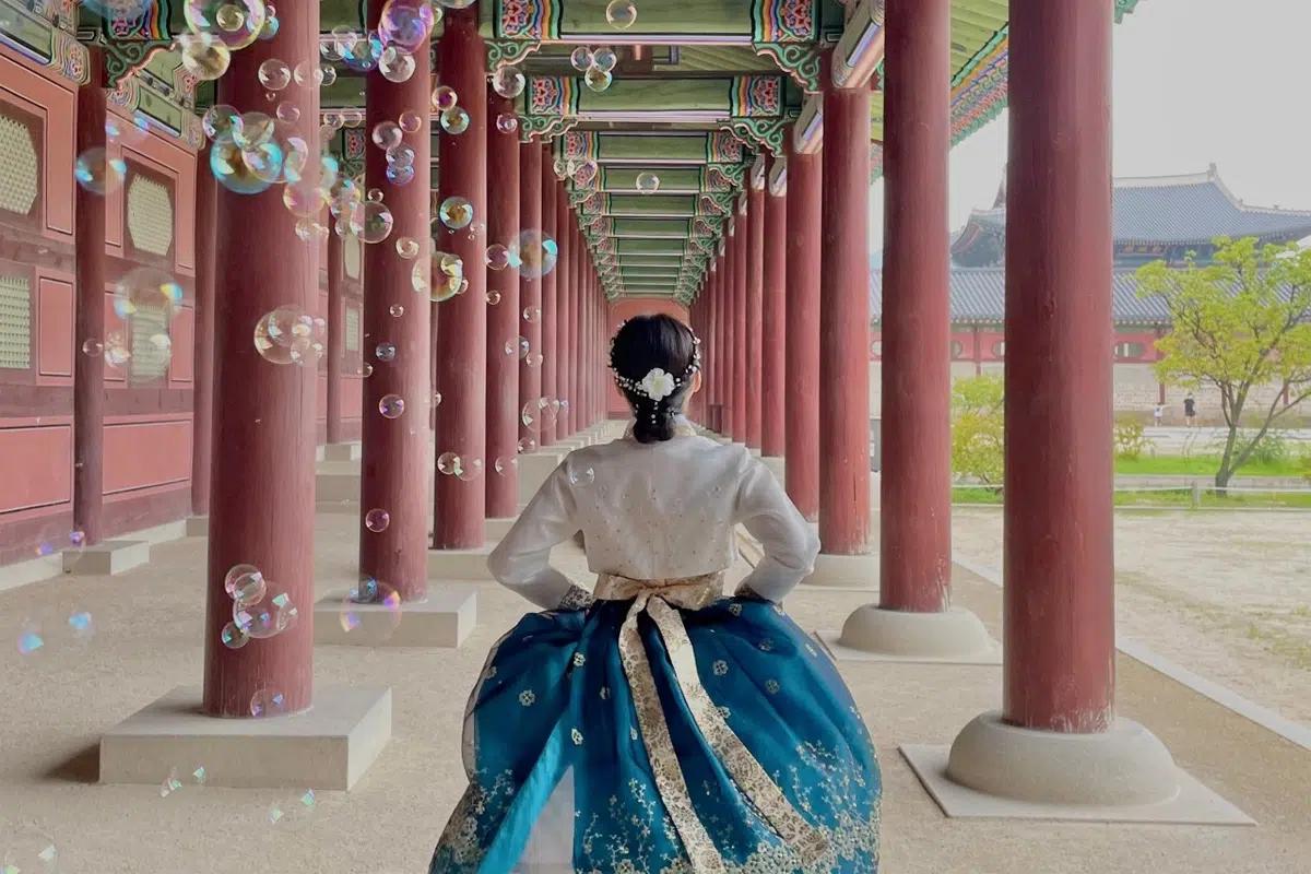 韓国旅行 韓国アクティビティ 韓国体験 景福宮 景福宮夜間観覧 ソウル ソウル旅行 韓服体験 韓服レンタル 韓服少女 景福宮韓服レンタル