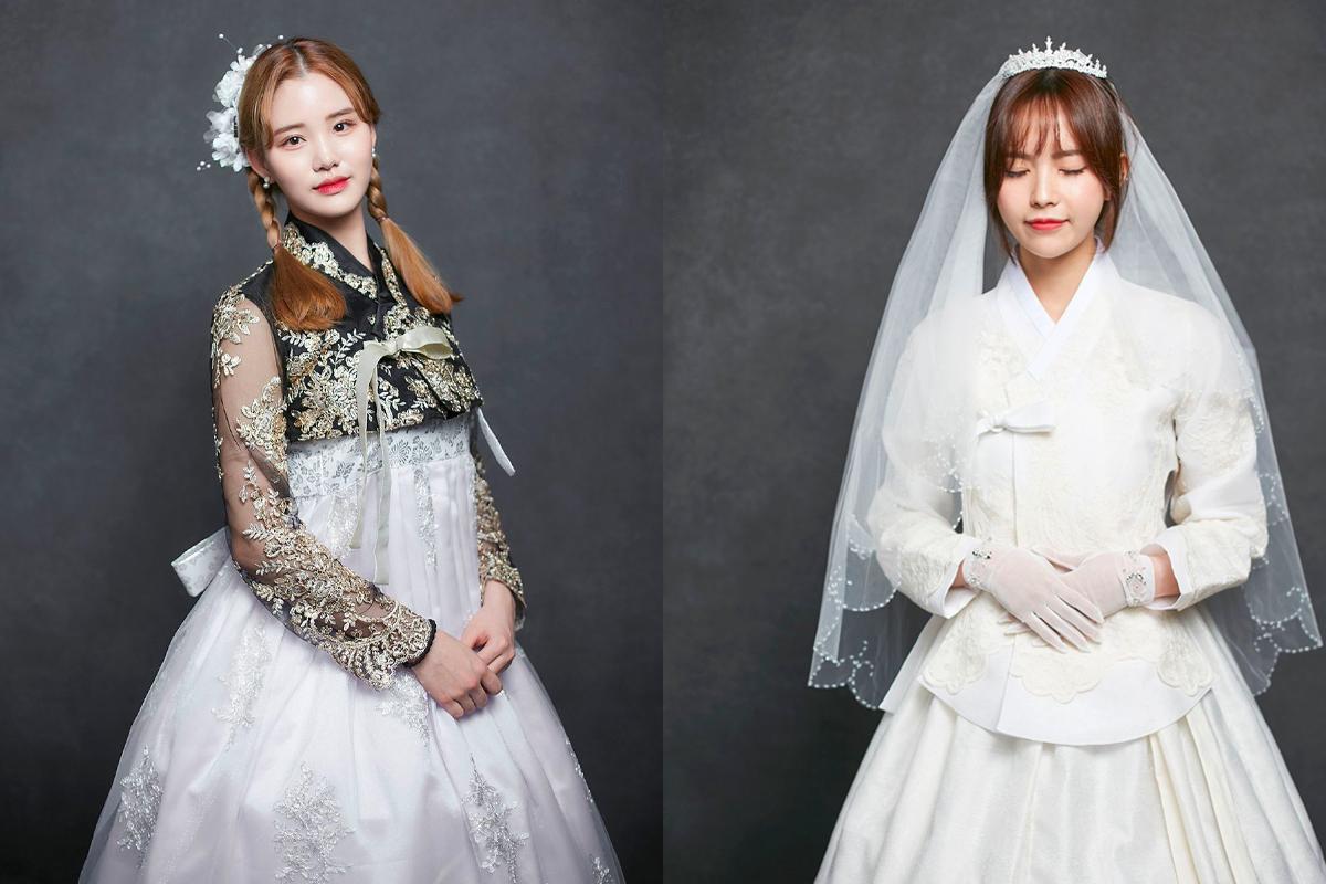 身穿婚禮風格韓服的女子展示韓服的優雅設計與獨特的風格。」