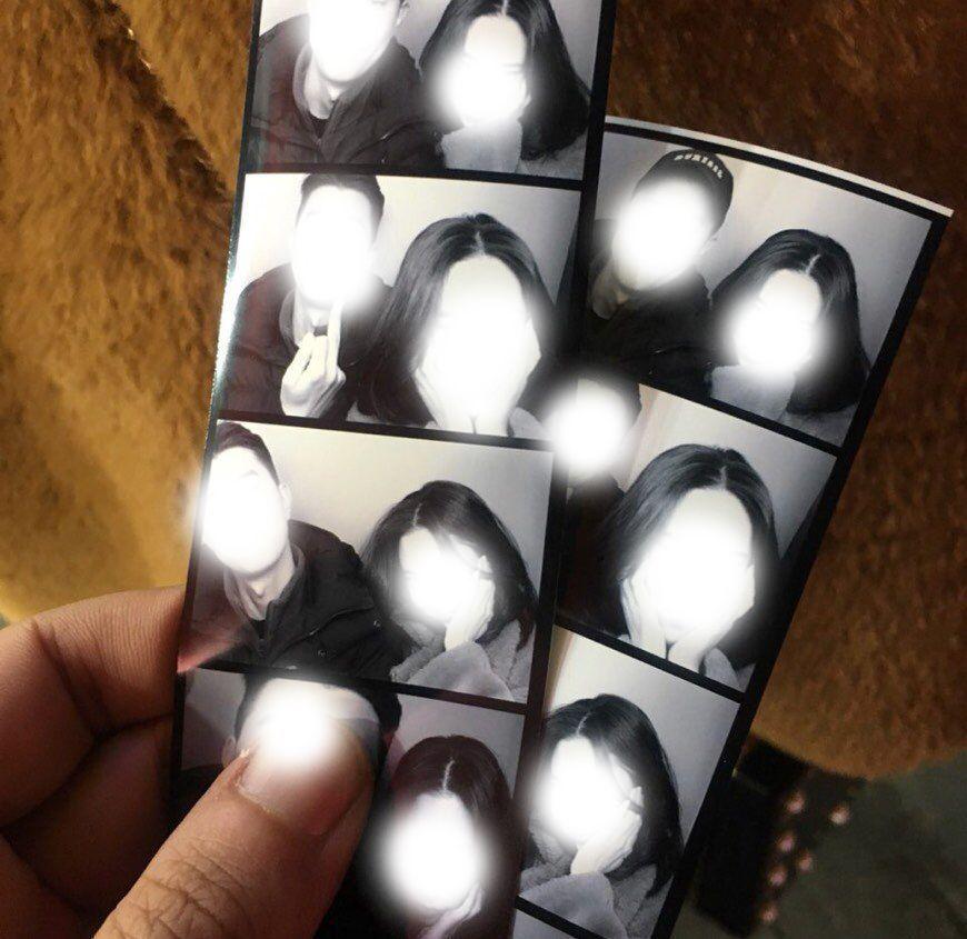 Beautifully shot photo stickers from a Korean photo booth capturing moments during travel.