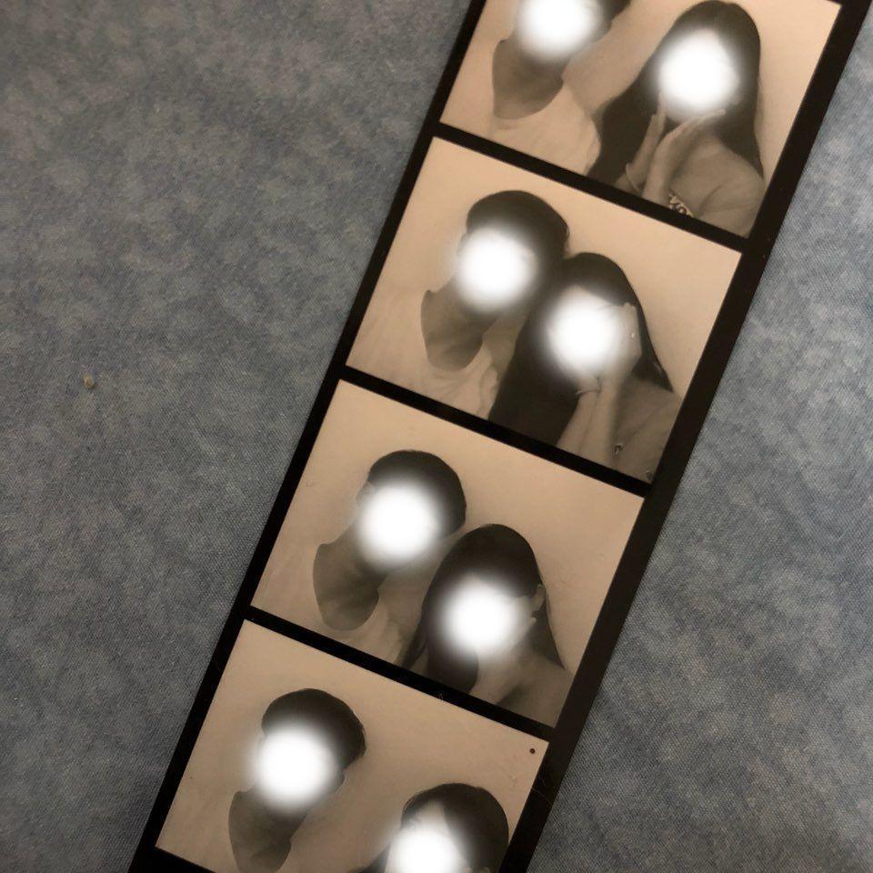 Comparative photo strips showing variance in photo booth picture quality.