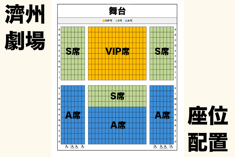 韓国の乱打ショー済州島チケット割引案内。劇場のシンプルなデザインと特別料金プロモーション情報が掲載されています。