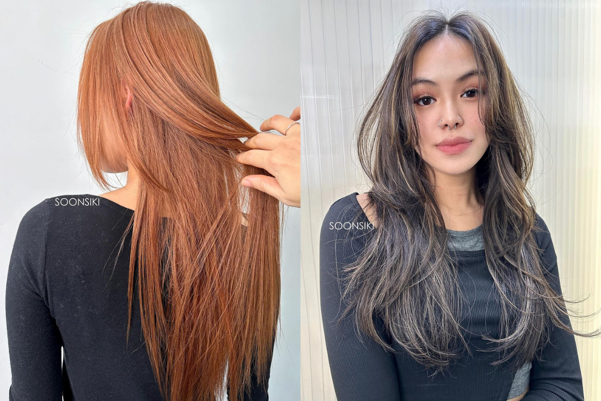 Back view of neatly styled red hair at Soonsiki Hair salon in Hongdae.