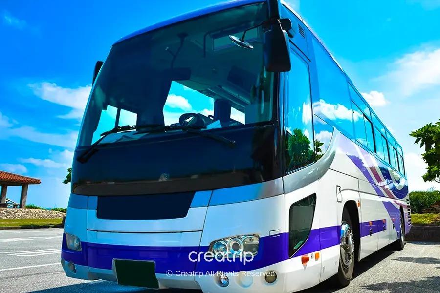 一辆现代化的高速巴士，适用于描述如何从大邱、釜山等城市搭乘高速巴士前往全州的交通方式。