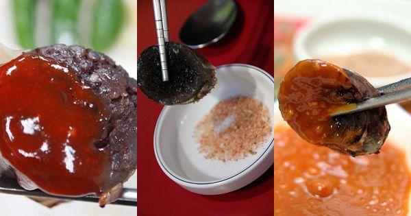 釜山傳統血腸的不同吃法示例，展示地域間的美食差異。「釜山的血腸配上特殊醬料，是當地人喜愛的小吃之一，風味獨特。」