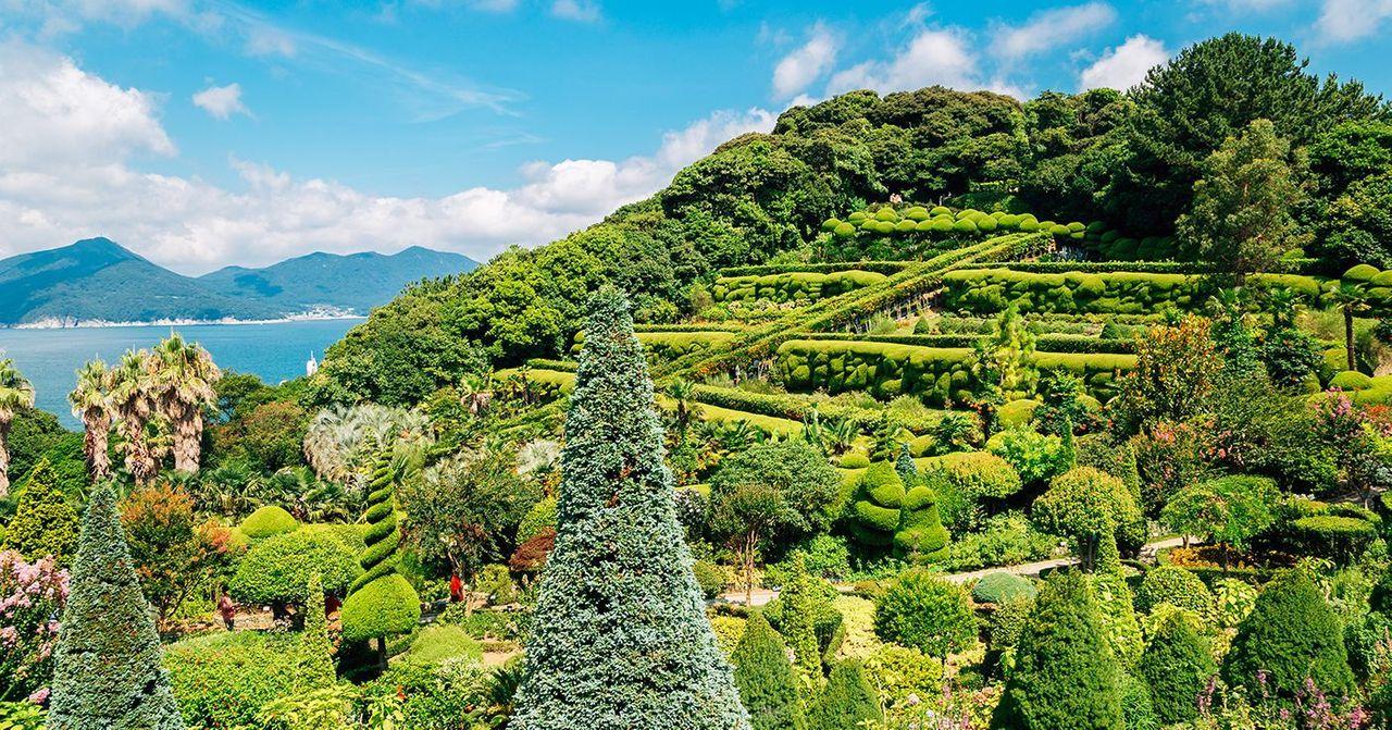 Scenic view of Oedo Botania, famous for its beautiful botanical gardens and picturesque ocean views in Busan.